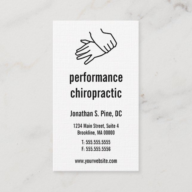 Chiropractic Logo Vertical Business Cards (Front)