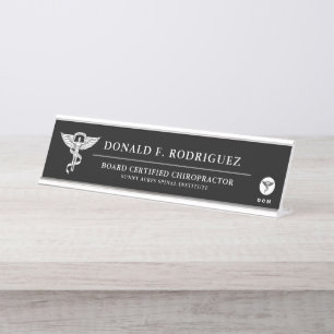 Chiropractic Medicine Personalized Black Desk Name Plate