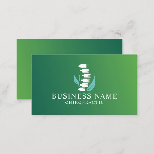 Chiropractic Nature Spine Logo Chiropractor Green Business Card
