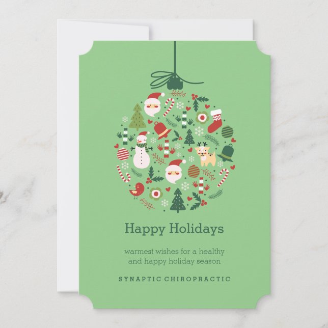 Chiropractic Ornament Flat Chiro Christmas Cards (Front)