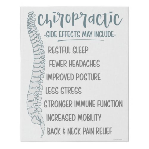 Chiropractic Side Effects Chiropractic Sign  Faux Canvas Print