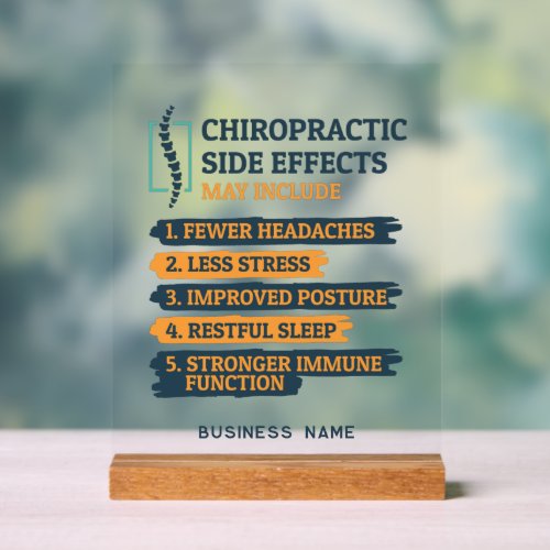 Chiropractic Side Effects Chiropractor Gag Custom Acrylic Sign