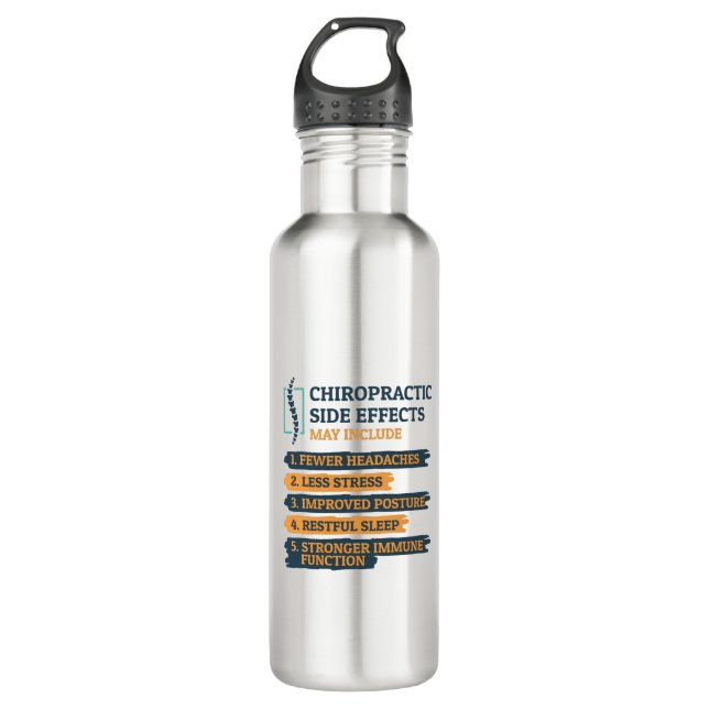 Chiropractic Side Effects Funny Chiropractor Stainless Steel Water Bottle (Front)