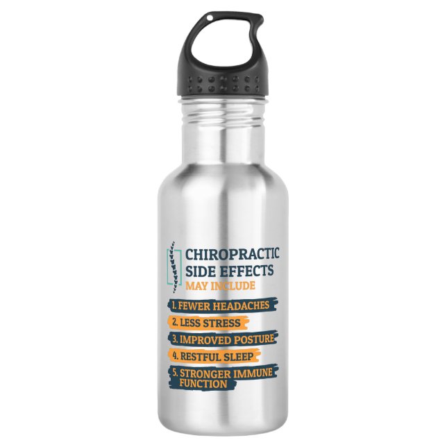 Chiropractic Side Effects Funny Chiropractor Stainless Steel Water Bottle (Front)