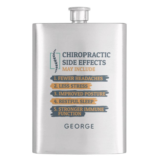 Chiropractic Side Effects Gag Flask (Front)