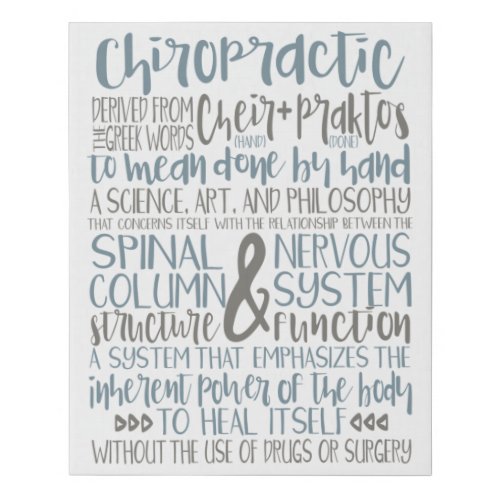 Chiropractic Sign Chiropractic Wall Art Chiro  Faux Canvas Print