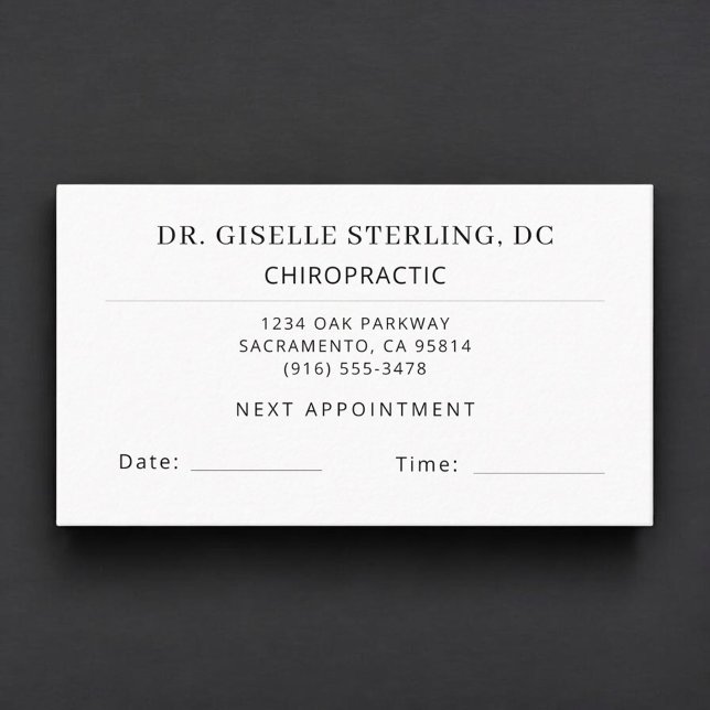 Chiropractic Spine Doctor Office Appointment Card (Creator Uploaded)