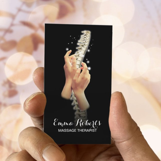 Chiropractic Spine & Healing Hands Chiropractor Business Card (Creator Uploaded)