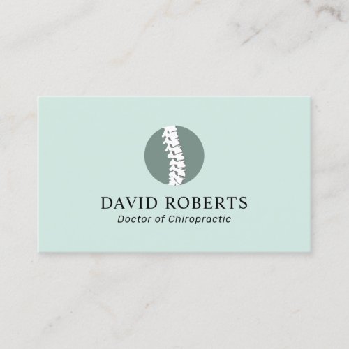 Chiropractic Spine Logo Chiropractor Mint Green Business Card