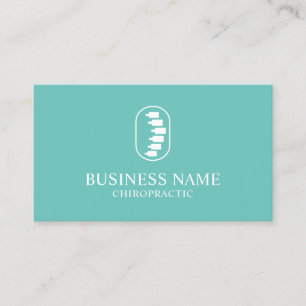 Chiropractic Spine Logo Chiropractor Plain Teal Business Card