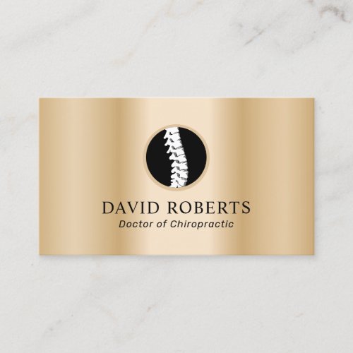 Chiropractic Spine Logo Modern Gold Chiropractor Business Card