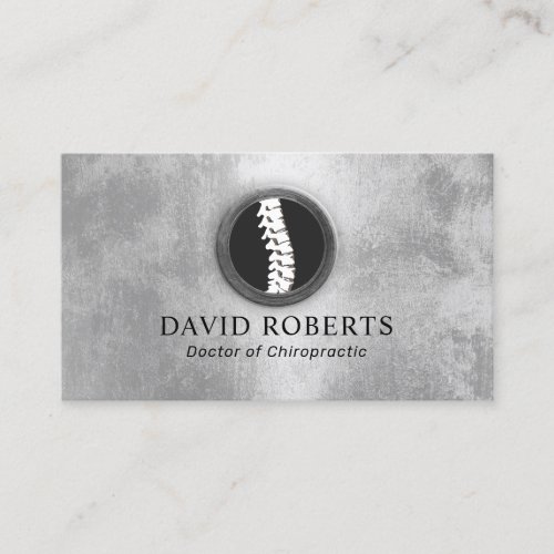 Chiropractic Spine Logo Trendy Silver Chiropractor Business Card