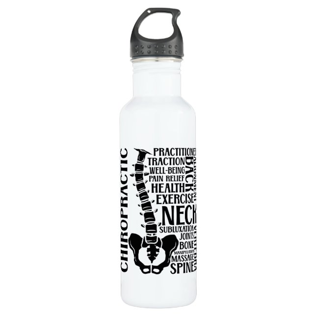Chiropractic Spine Therapist Chiro Chiropractor Stainless Steel Water Bottle (Front)