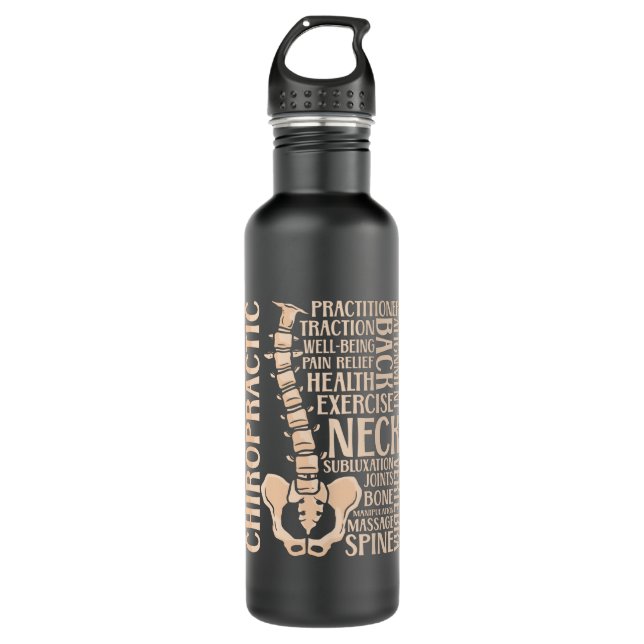 Chiropractic Spine Therapist Chiropractor Chiro Stainless Steel Water Bottle (Front)