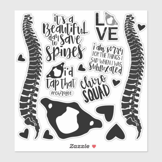 Chiropractic Stickers, Chiropractor, Laptop Sticker (Sheet)