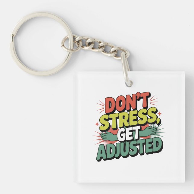 Chiropractic Stress Relief Back Adjustment Gift Keychain (Front)