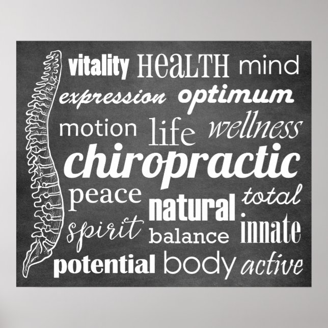 Chiropractic Word Collage Chalkboard Poster (Front)