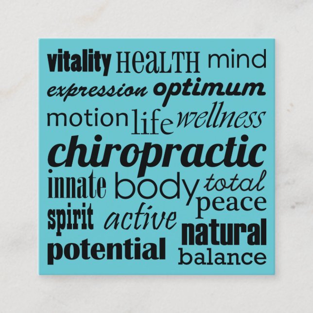 Chiropractic Word Collage Chiropractic Square Business Card (Front)