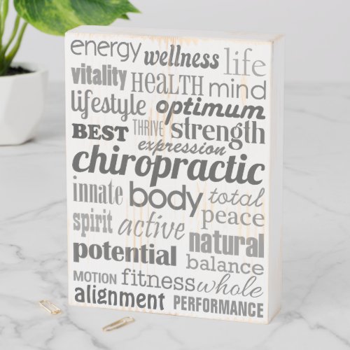 Chiropractic Word Collage Wood Box Sign