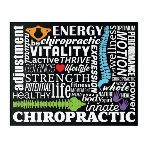 Chiropractic Words and Elements Collage Acrylic Print