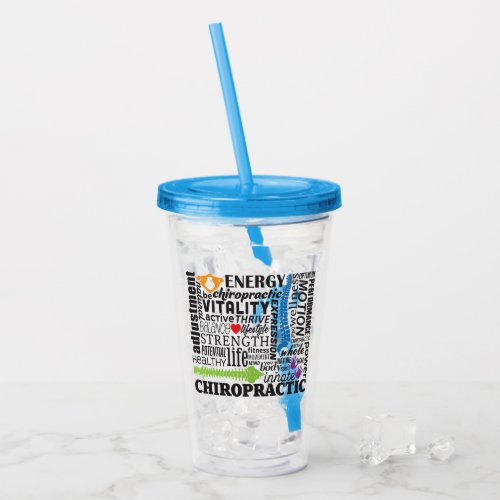 Chiropractic Words and Elements Collage Acrylic Tumbler