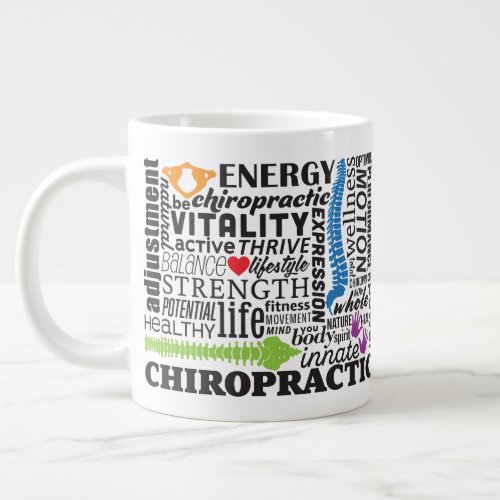 Chiropractic Words and Elements Collage Giant Coffee Mug