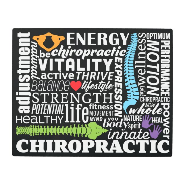 Chiropractic Words and Elements Collage Metal Print (Front)