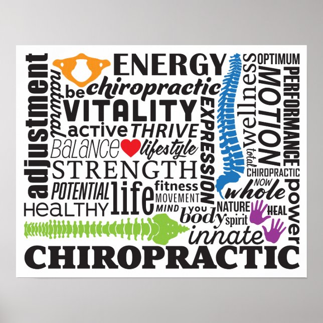 Chiropractic Words and Elements Collage Poster (Front)