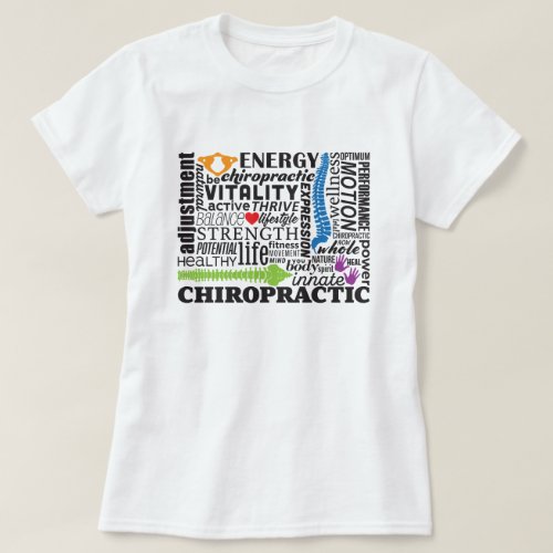 Chiropractic Words and Elements Collage T-Shirt
