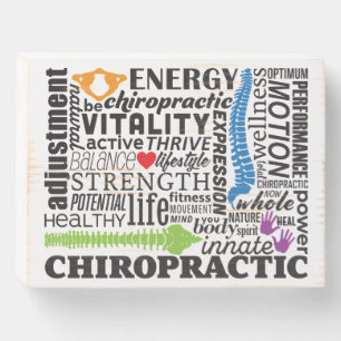 Chiropractic Words and Elements Collage Wooden Box