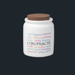 Chiropractic Words Candy Jar<br><div class="desc">Colorful and inspirational words that pertain to chiropractic surround white "CHIROPRACTIC" in the center of poster, all on a black background. Fill with candy and give to your favorite Chiropractor!</div>