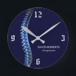 Chiropractic X-ray Spine Chiropractor Navy Blue Round Clock<br><div class="desc">Chiropractic Chiropractor X-ray Spine Therapist Chiro Navy Blue Clocks.</div>