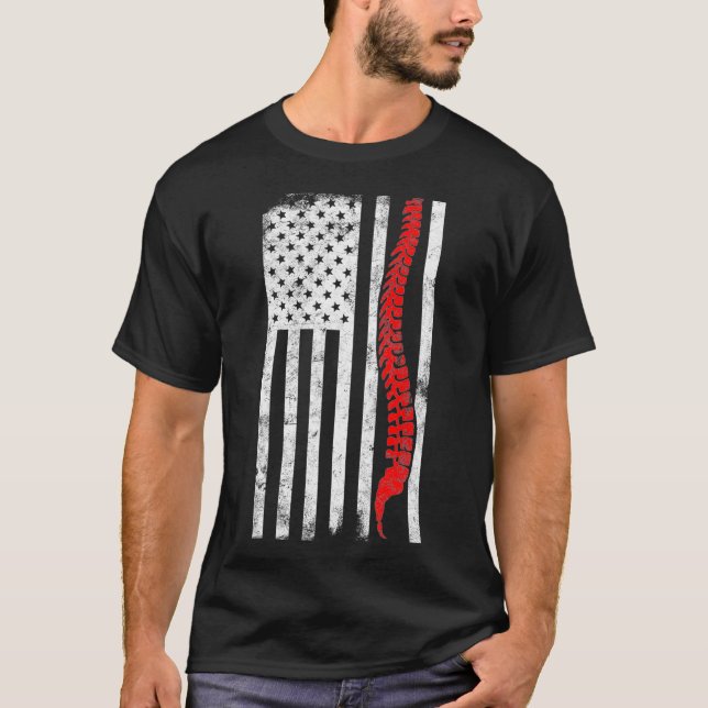 Chiropractor American Flag  Chiropractic Gift T-Shirt (Front)