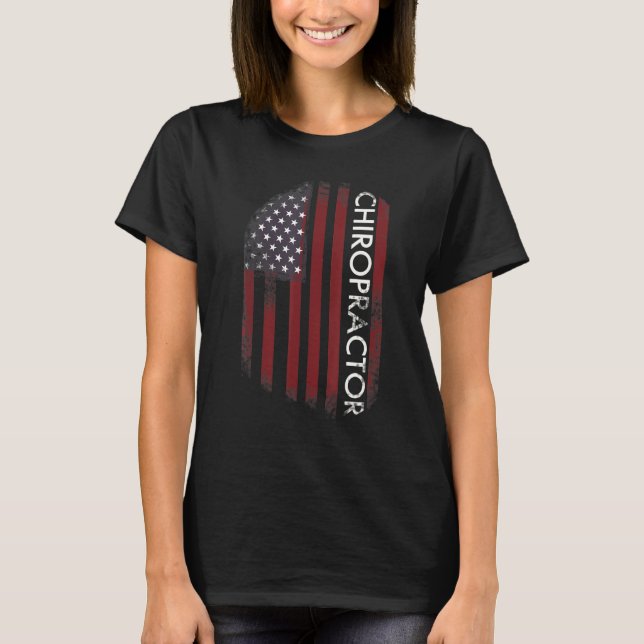Chiropractor American Flag T-Shirt (Front)