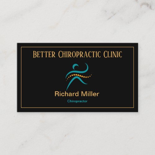 Chiropractor Black Blue Gold Business Card