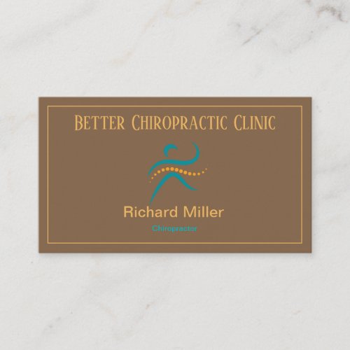 Chiropractor Brown Blue Gold Business Card