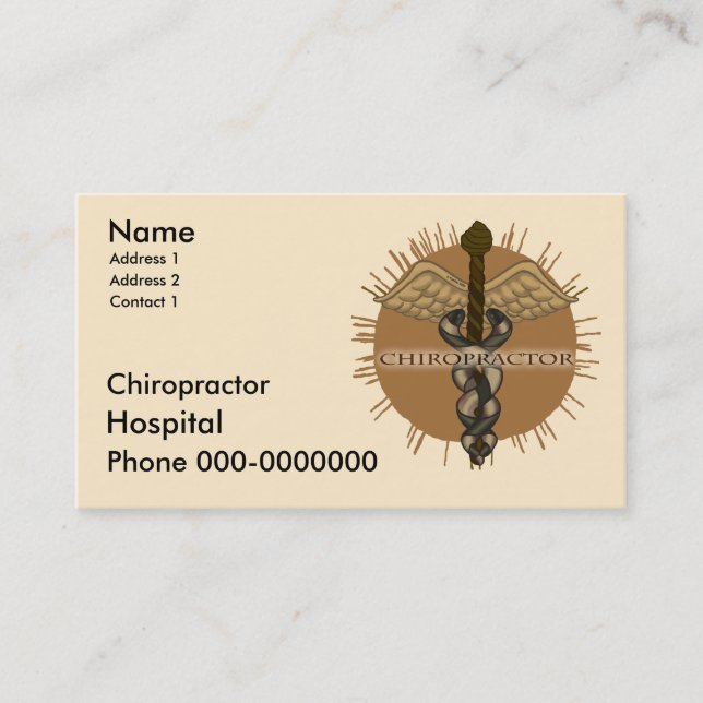 Chiropractor Caduceus Appointment Card (Front)