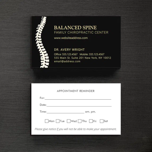 Chiropractor Chiropractic Appointment Reminder Business Card | Zazzle