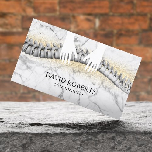 Chiropractor Chiropractic Hands  Spine Marble Business Card