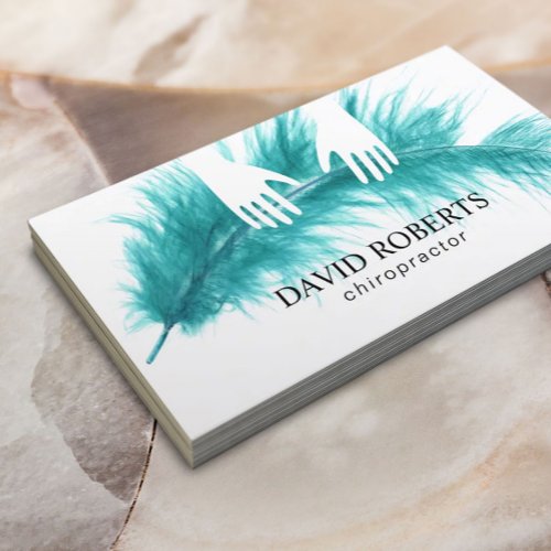 Chiropractor Chiropractic Massage Hands  Feather Business Card