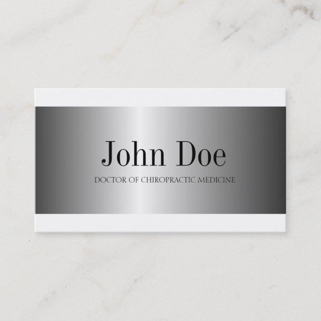 Chiropractor Chiropractic Medicine Silver Metallic Business Card (Front)