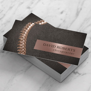 Chiropractor Chiropractic Rose Gold Spine Leather Business Card