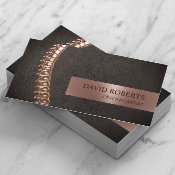Chiropractor Chiropractic Rose Gold Spine Leather Business Card by cardfactory at Zazzle