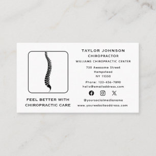 Chiropractor Chiropractic Typography Social Media Business Card