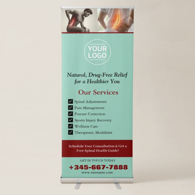 Chiropractor Custom Vertical Retractable Banner (Front)