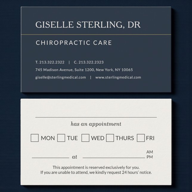 Chiropractor Doctor Office Appointment Reminder Business Card (Creator Uploaded)