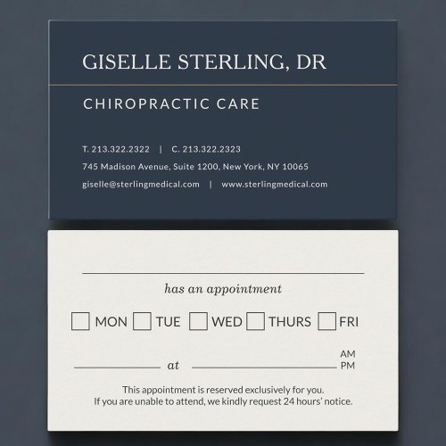 Chiropractor Doctor Office Appointment Reminder Card