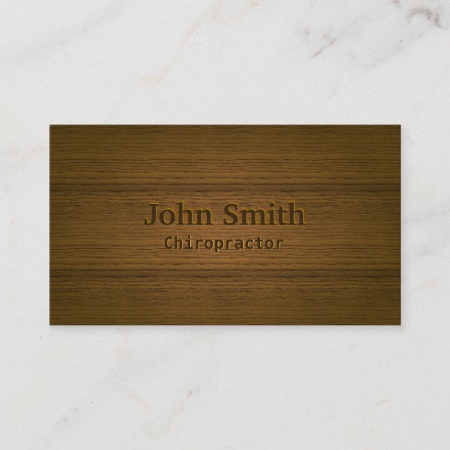 Chiropractor Elegant Wood Background Professional Business Card (Front)