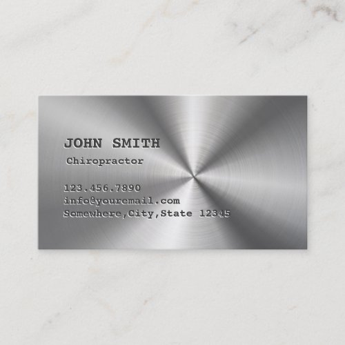 Faux Stainless Steel Chiropractor Business Card