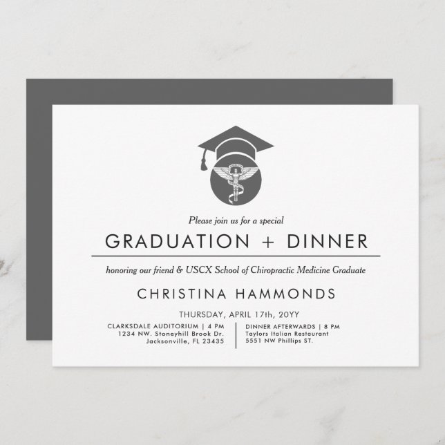 Chiropractor Graduation | Minimalist Invitation (Front/Back)
